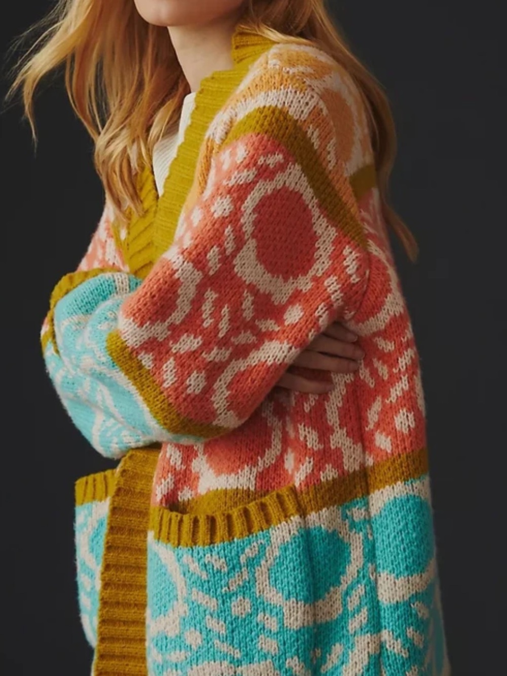 SAACHI Carina Oversize Colorblock Cardigan Sweater OS - Picture 2 of 10